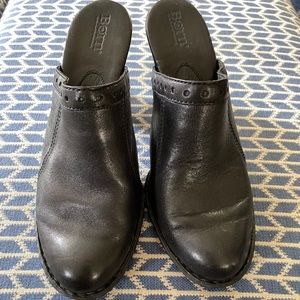Born black leather bootie clogs size 8